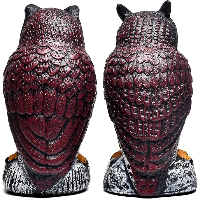 2 Packs Fake Plastic Owl Statue, Multicolor Garden Owl Statue, Plastic Statue for House, Garden, Pool, Yard.