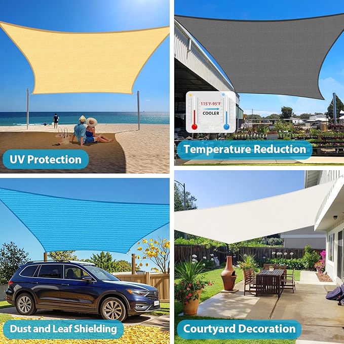 Amagenix Sun Shade Sail 7X9 Curved Edge Outdoor Shade Canopy Dark Grey Breathable 95% UV Block Shade Cloth for Patio Garden Backyard (We Make Custom Size)