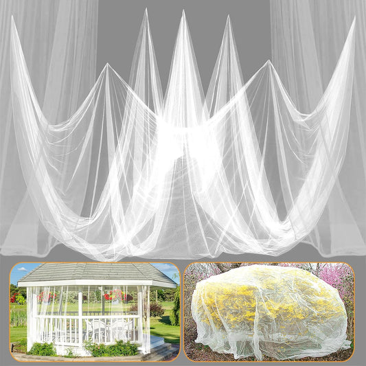 33x10ft Large Mosquito Net, Mesh Netting for Garden Skin and Plants Protection, Patio Bird Bug Screen, White