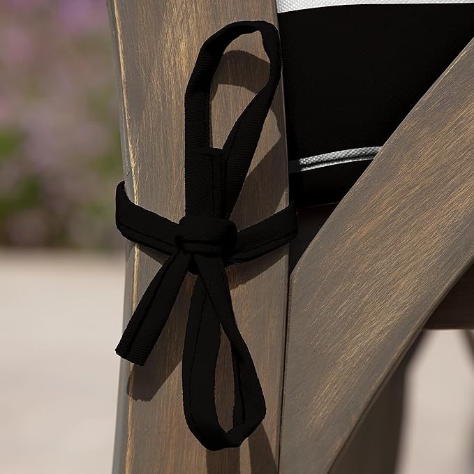 Arden Seat Cushion, 21 x 21, Rain-Proof, Fade Resistant, Cushion for Patio Dining, Adirondack, and Outdoor Chairs Black Cabana Stripe