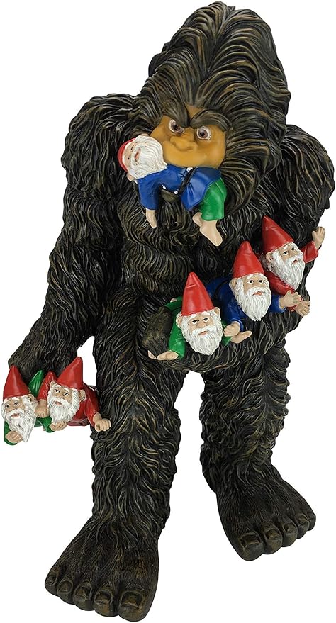 GlitZGlam Large Miniature Bigfoot and Gnomes for Fairy Garden. A Large Gnome Figurine (13 inch High) and Fairy Garden Accessory
