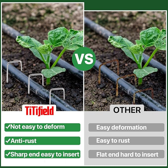 50 Pack 6 Inch Garden Stakes - Sturdy Landscape Staples with Metal Tarp Pins, Lawn Ground Stakes, Tent Stakes, and Yard Staples for Anchoring Sod, Landscape Fabric, and Irrigation Tubing