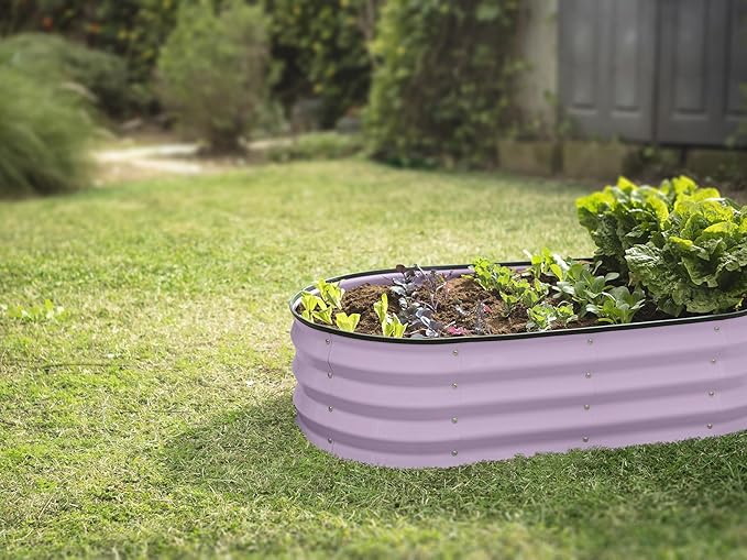 Galvanized Raised Garden Beds Outdoor // 4×2×1 ft Planter Raised Beds for Gardening, Vegetables, Flowers // Large Metal Garden Box (Lavender)