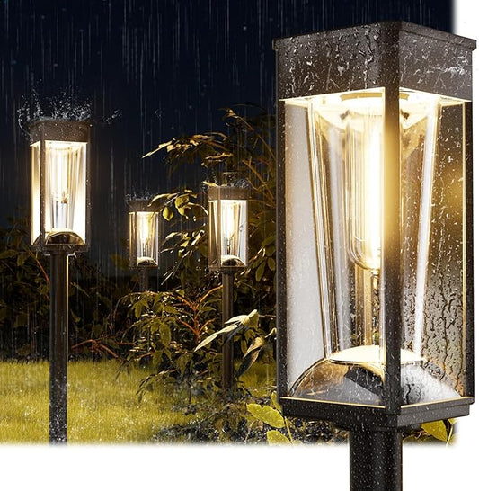 Bright Solar Pathway Lights Outdoor 2 Pack, 2-in-1 Warm&Cool Solar Lights Outdoor for Yard, IP65 Waterproof Garden Light Yard Landscape Patio Lawn Path Walkway Driveway