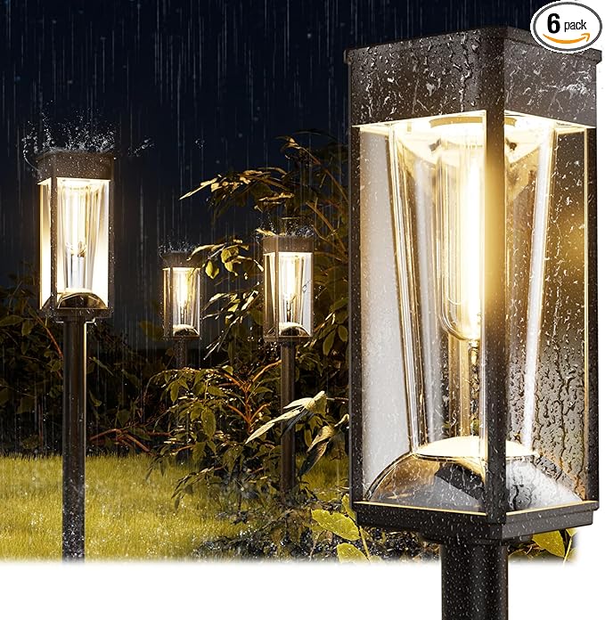 Bright Solar Lights Outdoor 6 Pack, 2-in-1 Warm&Cool Solar Pathway Lights Waterproof IP65, Auto On/Off, Long Lasting Outdoor Light for Yard, Patio, Garden, Outside Landscape Lighting