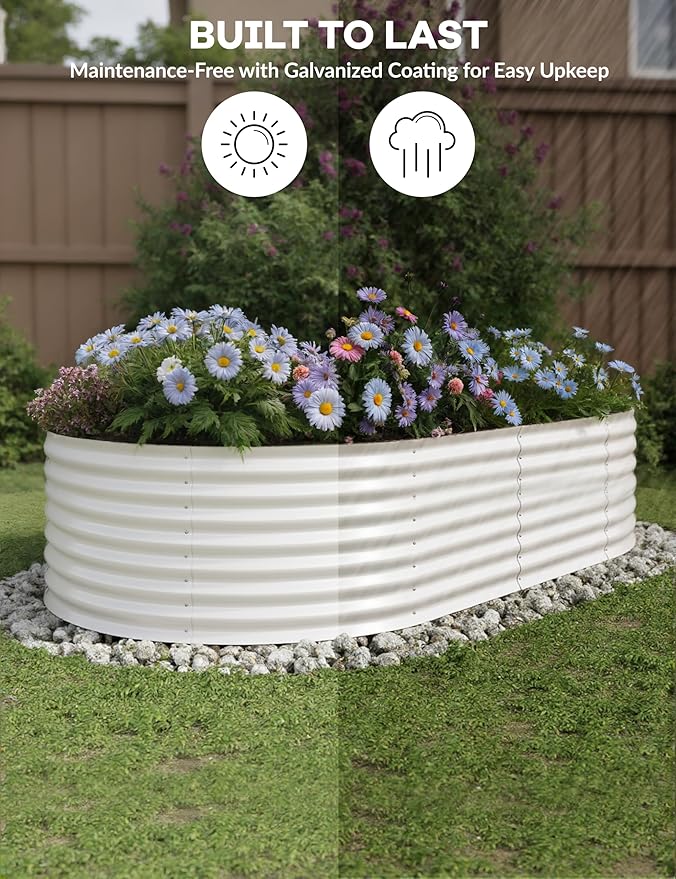 8x4x2ft Raised Garden Bed,Galvanized Raised Planter Boxes Outdoor with Easy Assembly, Large Garden Bed for Vegetables, Fruits, Flower,Raised Garden Bed,Beige