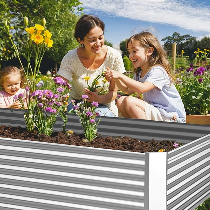 3 Pack Galvanized Raised Garden Bed Outdoor,Metal Garden Bed for Vegetables,Above Ground Garden Box for Flower,Steel Raised Beds for Gardening-36x18 inch
