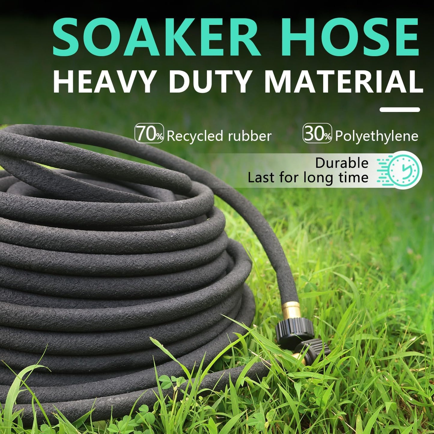 1/2’’ Soaker Hose for Garden 50 Ft, Heavy Duty Soaker Hose 50 ft for Raised Garden Beds, Garden Soaker Hoses for Foundation Watering Drip Hose Irrigation System (50 ft)