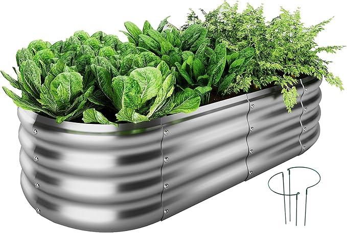 Galvanized Metal Planter Raised Garden Bed Kit for Gardening Outdoor，4x2x1ft Planter Grow Garden Box Raised Flower Bed