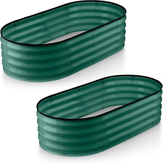 Galvanized Raised Garden Beds Outdoor // 4×2×1 ft (2-Pack) Planter Raised Beds for Gardening, Vegetables, Flowers // Large Metal Garden Box (Dark Green) // Patented Tool-Free Design