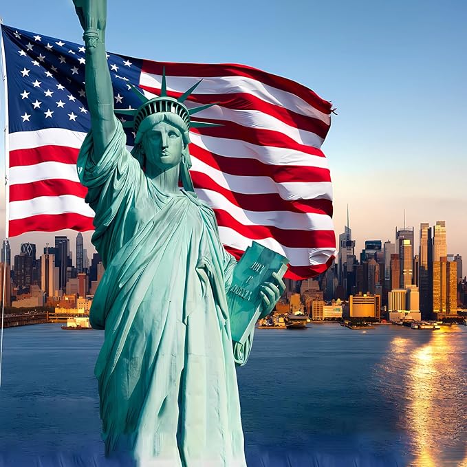 AZCOVER American Flag 8x12 FT Us Flag for Outside USA Heavy Duty Nylon American Flags for Outdoor with Embroidered Stars Sewn Stipes and Brass Grommets All Weather Lasting United States Flag