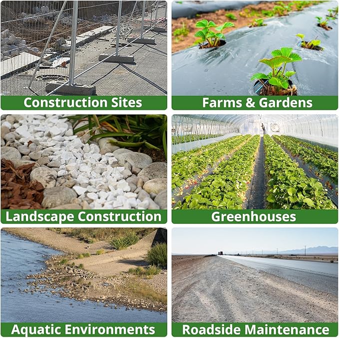 4ft×300ft Garden Weed Barrier Fabric, 3.2oz Premium Weed Blocker with 60 U-Shaped Securing Pegs, Weed Preventer for Gravel, Driveway, Gardening, Farming, Underlayment, Landscape