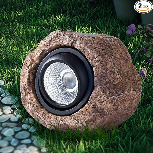 2 Pack Solar Rock Lights, Outdoor Decorative Garden Spotlights for Pathway, Walkway, Yard, Landscape, Patio