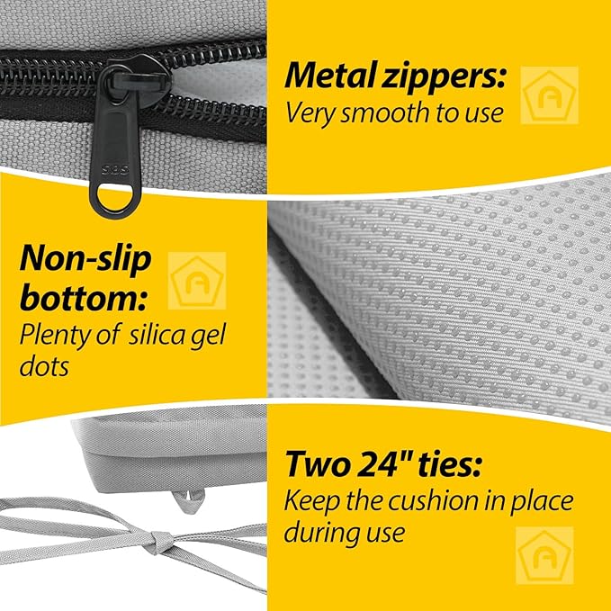 AAAAAcessories Outdoor Seat Cushions for Chairs, Waterproof, Fade-Resistant Patio Furniture Replacement Cushions, 21" x 21" x 4", Set of 2, Gray