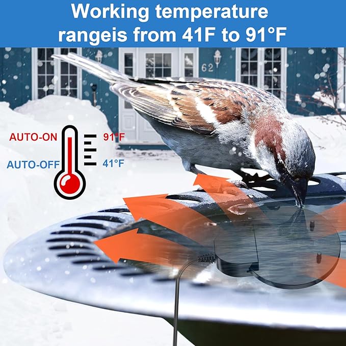 Bird Bath Heater,250W pond heater, Full-Covered Aluminum Bird Bath Heater for Outdoors in Winter,Stock Tank Heater with Thermostatically Controlled,Chicken Water Heater-Deicer,livestock water heater