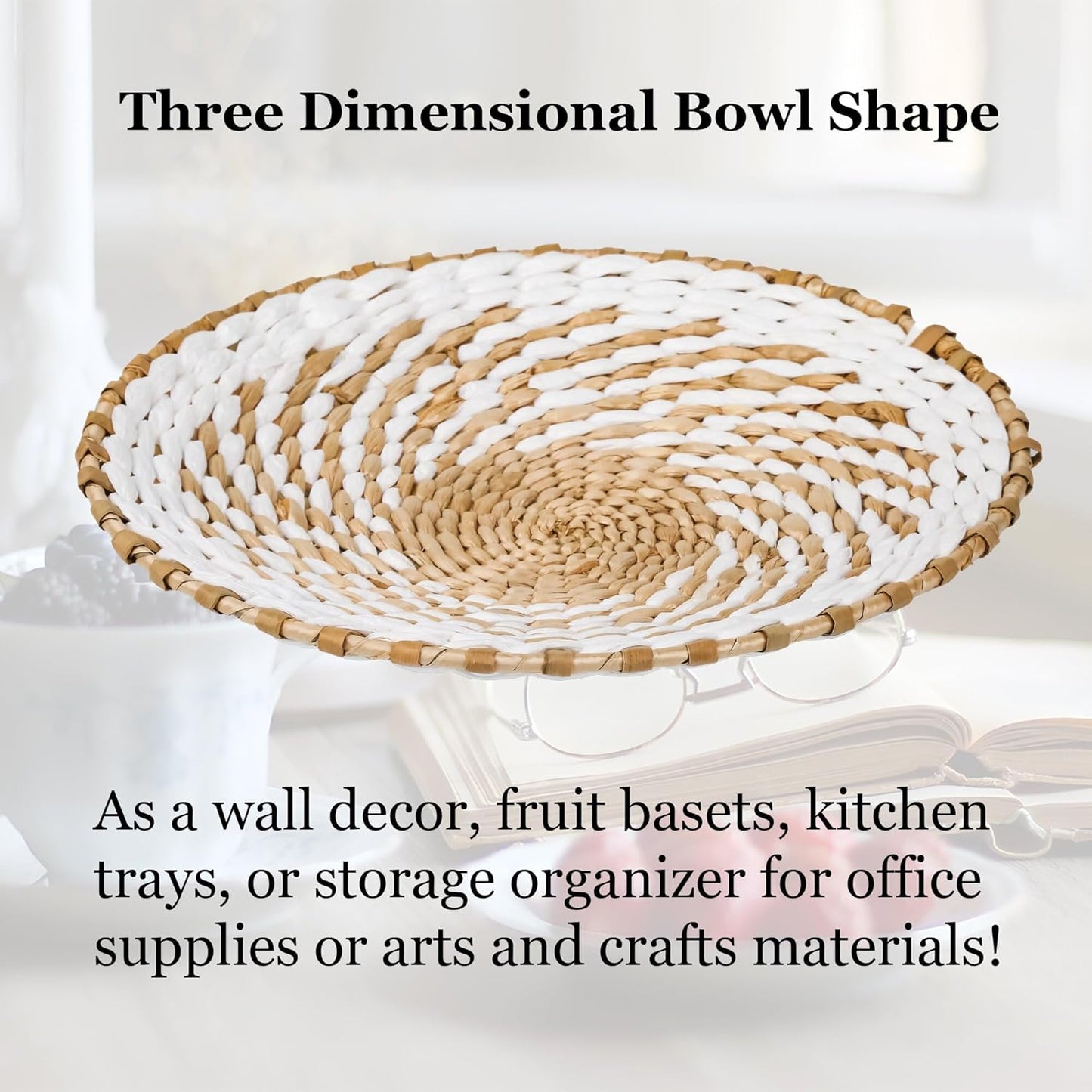 Boho Wall Basket Decor Set of 9, Woven Hanging Wall Decor Seagrass Rattan Wicker Round Handmade Rustic Flat Elegant Wall Art for Farmhouse Living Rooms Bedrooms Display Table Settings Kitchen Home