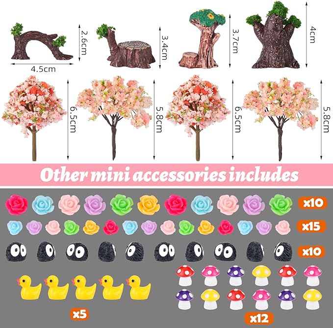 93 Pcs Fairy Garden House Resin Accessories Fairy Elves Kit Miniature Fairy Figurines Ornaments Fairy Animals Decor Outdoor for DIY Dollhouse