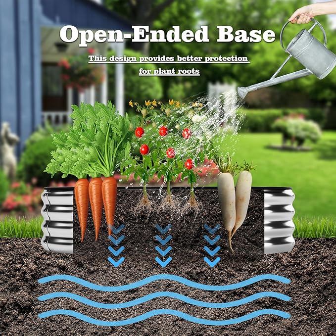 Galvanized Metal Planter Raised Garden Bed Kit for Gardening Outdoor，4x2x1ft Planter Grow Garden Box Raised Flower Bed，Long Vegetable Clearance Herb Raised Garden Beds for Gardening White