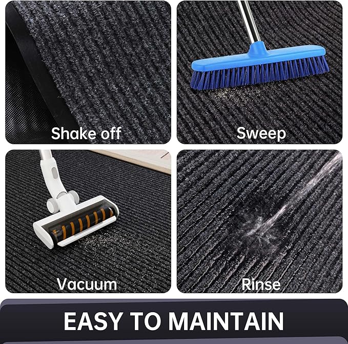 Front Door Mat, Heavy Duty Indoor Outdoor Entrance Door Mat, 72" x 36" Commercial Door Mats for Entryway, Durable Non-Slip Rubber Backing, Low-Profile Welcome Mats for Entry, Gray