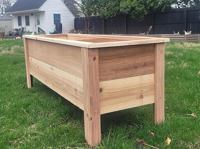 Handmade Custom Heavy Duty Rectangular Raised Cedar Wood Garden Planter Box – 46", 36", 24" – Indoor/Outdoor Farmhouse Style for Flowers & Vegetables – Made in USA (46" L x 15.5" W x 16.5" H)
