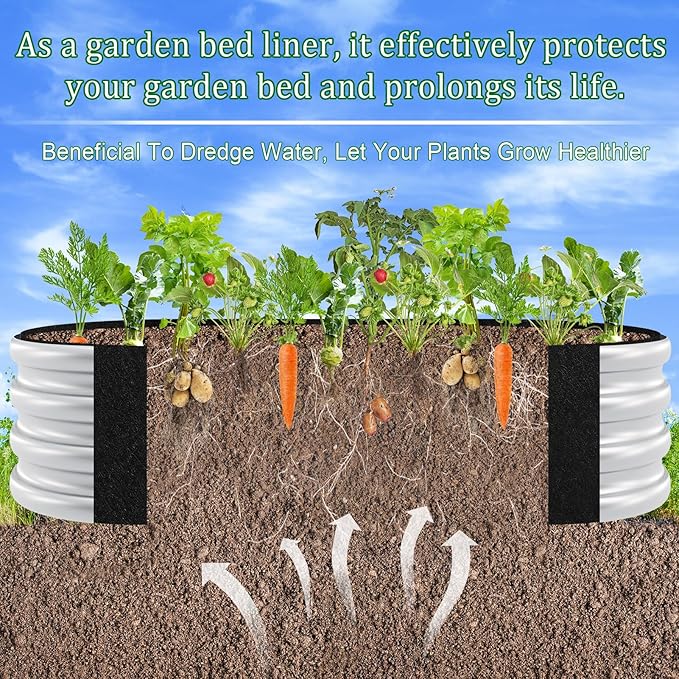 2mm Thick Fabric Garden Grow Bed Bags, 4x2x1 Ft Liners Designed For Outdoor Metal Raised Garden Beds, 60 Gallon Capacity Oval Large Vegetable Growing Boxes