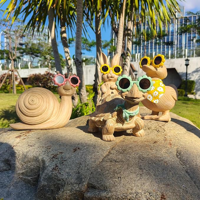 Garden Statue Duck Resin Duck with Glasses Outdoor Decor for Patio Garden Lawn Ornaments Yard Art Outdoor and Garden Clearance Fairy Garden Accessories Outdoor Housewarming Garden Gift for Women