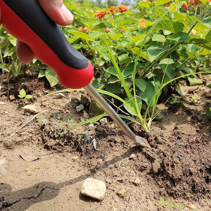 Garden Hook Weed Puller Tool Gardening Hand Cultivator Hand Tiller with Ergonomic Handle, Stainless Steel Weed Tool for Yard, Lawn & Garden