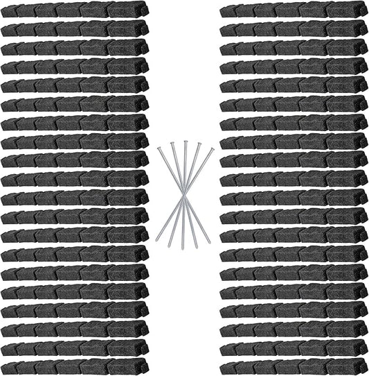 Beuta Landscape Edging | Garden Edging Border | Faux Stone Bricks for Lawn edging, Flower beds, Pathways & Yard Edging– 40 Packs | Each Section Has 6 Bricks 48"L x 4"W x 2.25"H | 120 Spikes |Charcoal