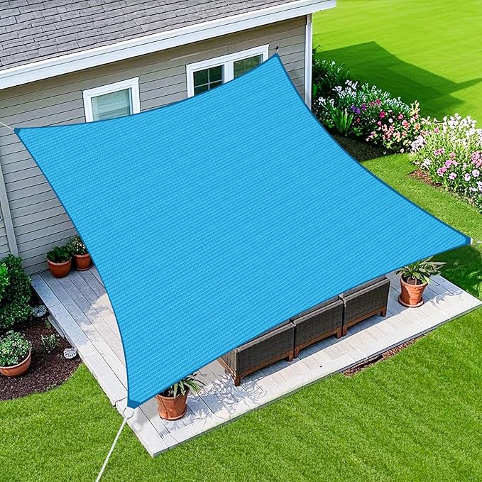 Amagenix Sun Shade Sail 16'X20' Curved Edge Outdoor Shade Canopy Turquoise Mixed Breathable 95% UV Block Shade Cloth for Patio Garden Backyard (We Make Custom Size)
