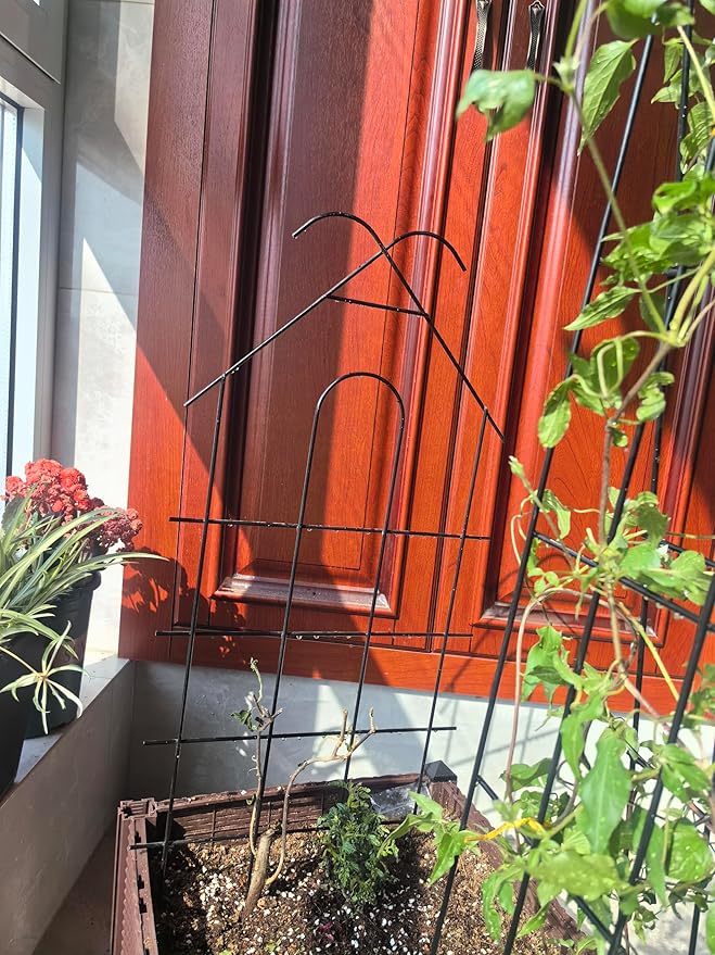ARIFARO 24'' Metal Garden Trellis for Climbing Plants, Indoor/Outdoor Sturdy Plant Trellis for Potted Plants,House Plants, Climbing Vines, Pack of 4, Black