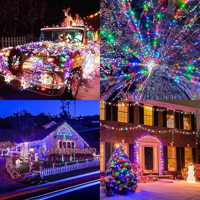 175Ft Christmas Lights Outdoor, 500 LED Christmas String Lights with 8 Modes, Timer, Waterproof Fairy Twinkle Lights for Christmas Party, Garden, Wedding, Holiday, Xmas Tree Decorations (Multicolor)