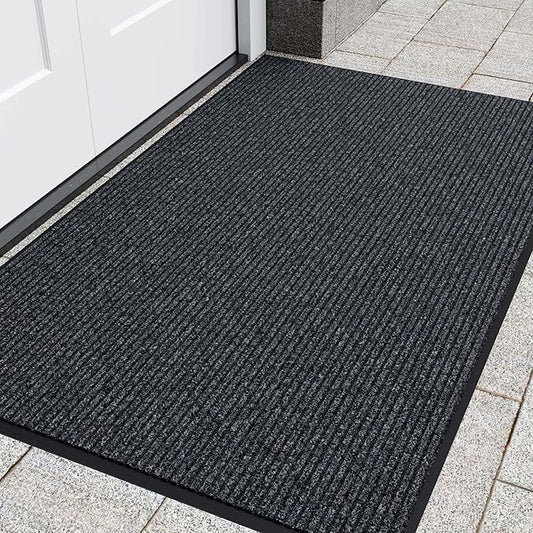 Front Door Mat, Heavy Duty Indoor Outdoor Entrance Door Mat, 96" x 48" Commercial Door Mats for Entryway, Durable Non-Slip Rubber Backing, Low-Profile Welcome Mats for Entry, Gray