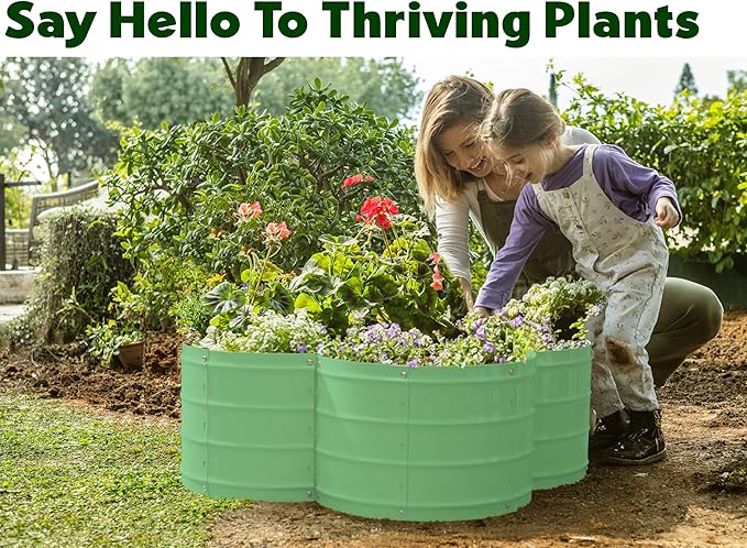Galvanized Raised Garden Beds Outdoor // 3×3×1 ft Planter Raised Beds for Gardening, Vegetables, Flowers // Large Metal Garden Box (Light Green) // Patented Tool-Free Design