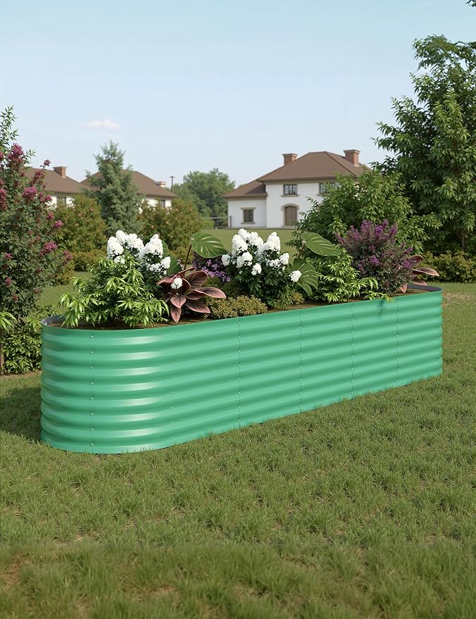 8x2x2ft Raised Garden Bed,Galvanized Raised Planter Boxes Outdoor with Easy Assembly, Large Garden Bed for Vegetables, Fruits, Flower,Raised Garden Bed,Green