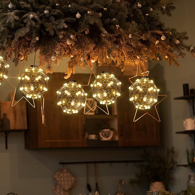 FURORA LIGHTING Ball String Lights Pack of 3, Waterproof 32 Micro LED Hanging Bubble Lights for Outdoor Party Wedding Garden Patio Yard Decor, Battery Included