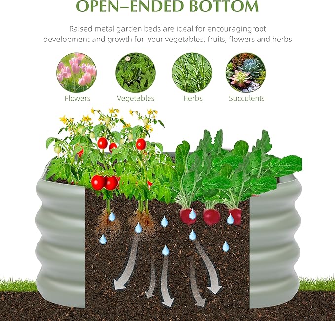 2-Pack 2x1ft Galvanized Raised Garden Bed, Outdoor Planter Bed, Metal Planter Box for Gardening and Planting,LG