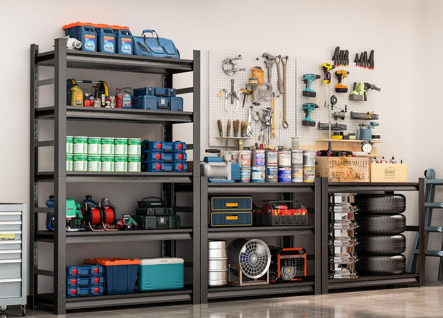 72" H Garage Shelving 3000LBS Metal Storage Shelves 5-Tier Adjustable Shelving Units Heavy Duty for Basement, Commercial, Warehouse, Industrial, Black (72" H*36" W*16" D)