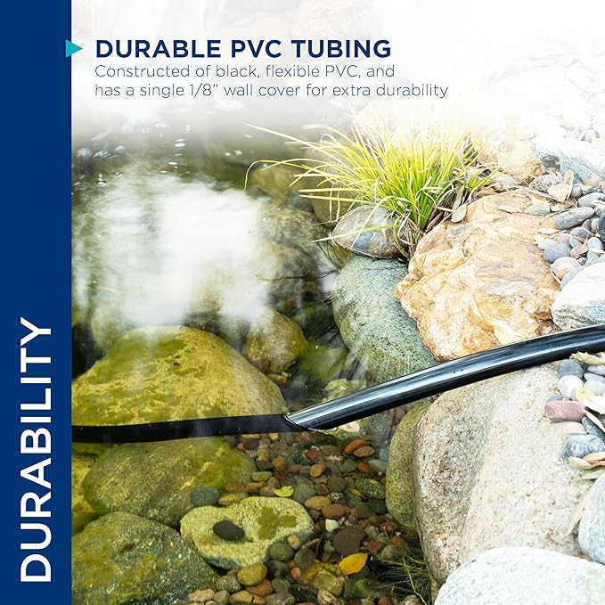 Alpine Corporation 100' PVC Tubing with 1/2" Inside Diameter and 1/8" Wall for Ponds and Fountains, Black