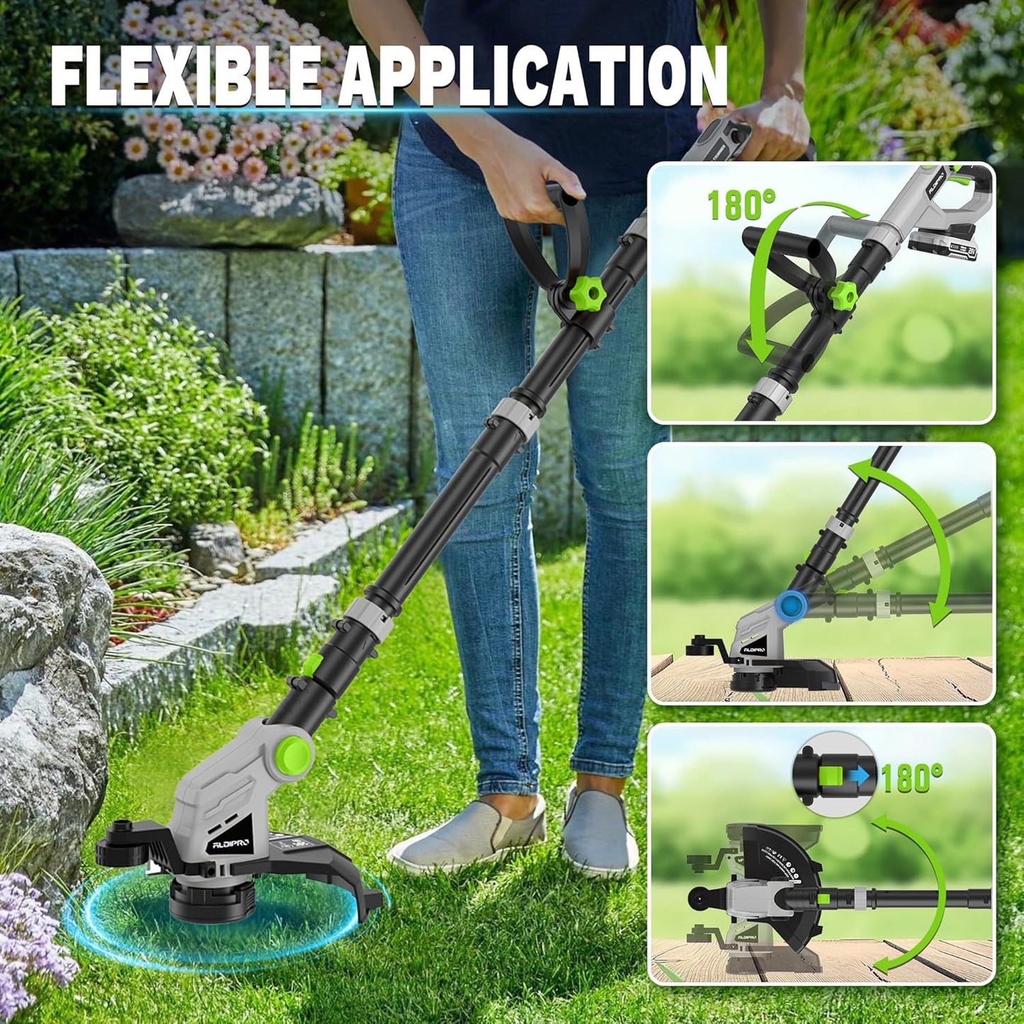 20V Cordless String Trimmer for Lawn Care 12-Inch Lightweight Weed Wacker with Auto-Feed & 2.0Ah Battery and Fast Charger, 3-in-1 Trimming Edging for Grass, Yard, Garden