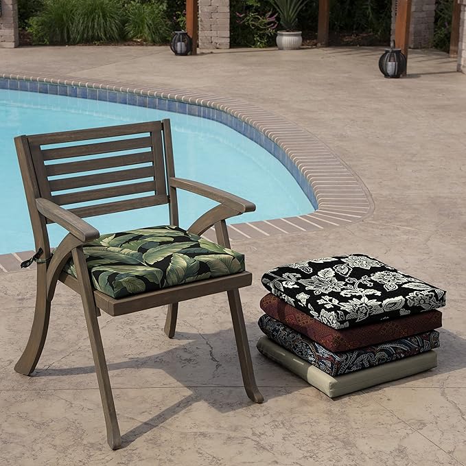 Arden Indoor/Outdoor Seat or Rocking Chair Cushion, 19 x 18, Water Repellent, Rain Proof, Fade Resistant Cushion for Rocking or Dining Chairs Onyx Cebu