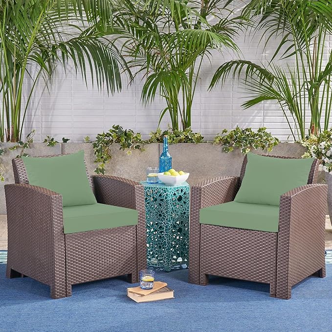 24x24 Inch Outdoor Cushions for Patio Furniture Set of 2, Waterproof Outdoor Chair Cushions w/Fade-Resistant, Removable & Machine-Washable Covers, Deep Seat Sofa/Couch Pads Replacement, Sage Green