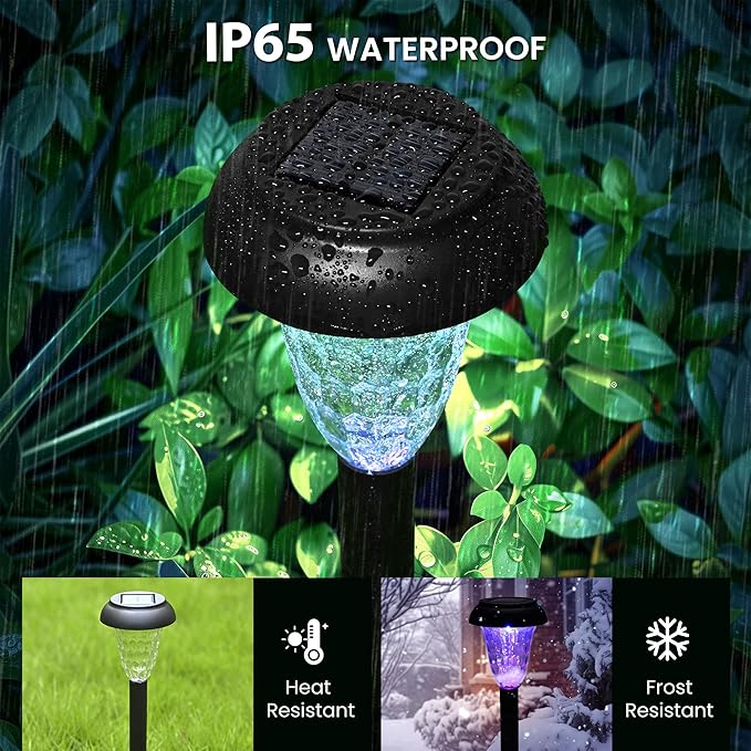 Garden Decor Solar Lights Outdoor Waterproof Outdoor Decor Solar Pathway Lights Color Changing Light for Patio Driveway Walkway Yard Backyard Lawn Landscape Decor (12 Pack)