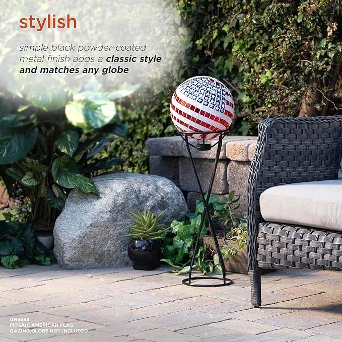 Alpine Corporation 24" Tall Indoor/Outdoor Metal Gazing Globe Display Stand, Black