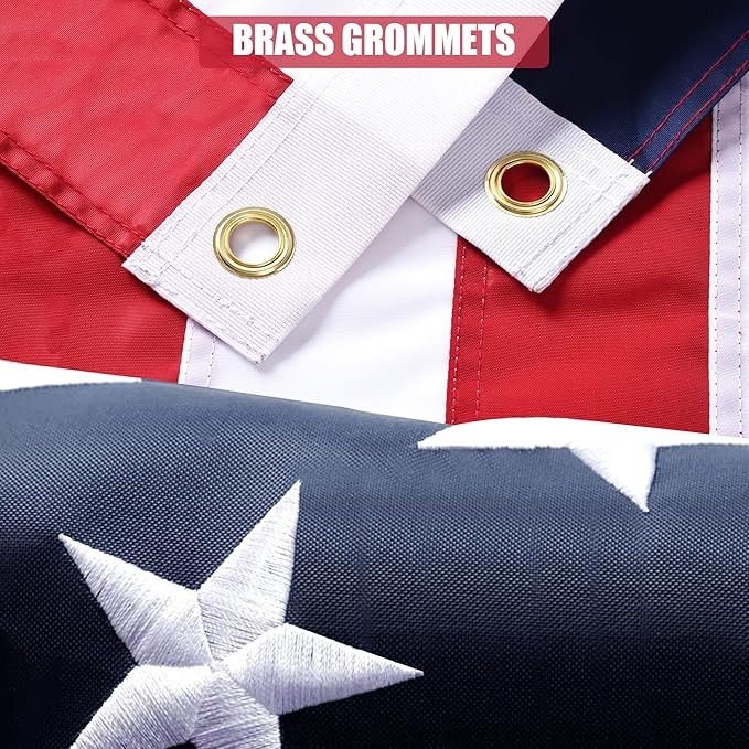American Flag 8x12 Ft, Outdoor Premium US Flags, Heavy Duty Durable, 420D Oxford Nylon, Embroidered Stars, Brass Grommets
