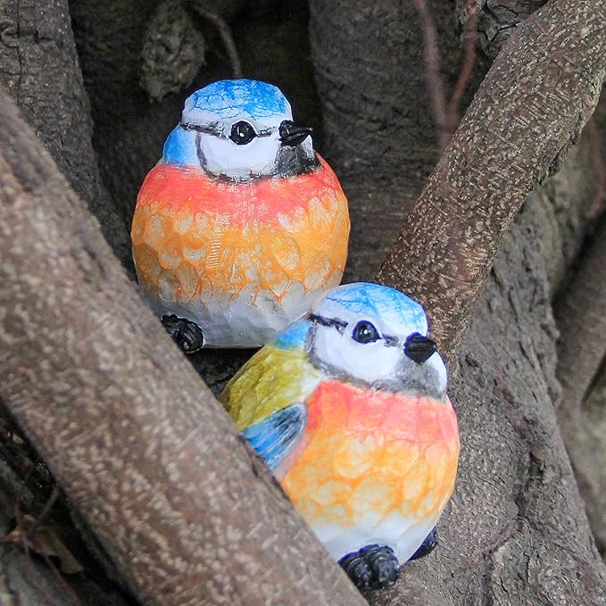 Bird Statue for Garden Decoration,A Set of 2 Pieces Garden Sculptures & Statues,Animal Bird Figurine for Outdoor Yard Porch Lawn Patio Shelf Bookshelf Decor,Small Bird Ornament