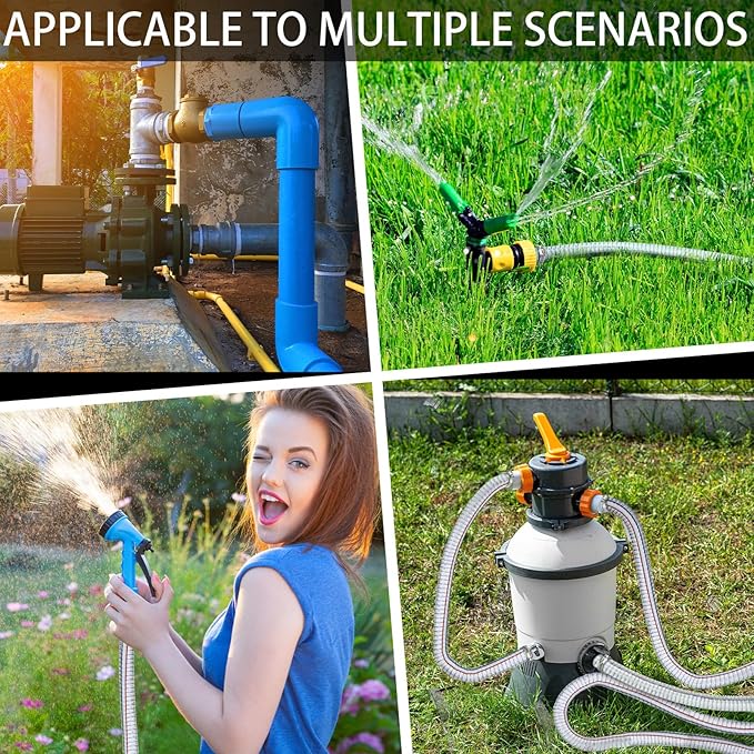 Frienda Heavy Duty Steel Wire Flexible Tubing with Fasteners PVC High Pressure Drain Hose Tube Pond Tubing Clear Wire Reinforced for Pond Bilge Pump Vacuum Suction Hose(24.6 Ft, 1 Inch Id)