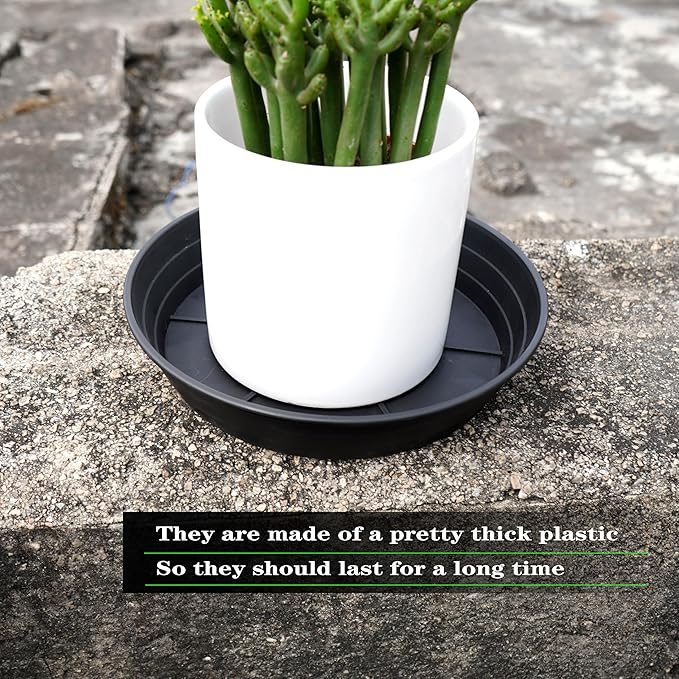 4 Packs 8 Inches Plant Saucer Drip Trays, Round Plastic Plant Pot Saucers Flower Pot Tray for Indoor Outdoor