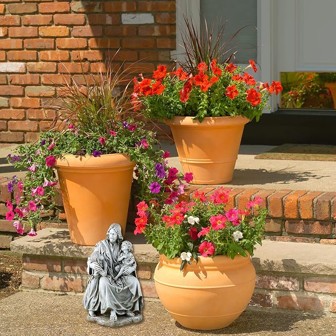 Avalon Gallery Garden Statue - Stone Resin Indoor/Outdoor Catholic Sculpture, 16.5" Tall, Jesus with Children