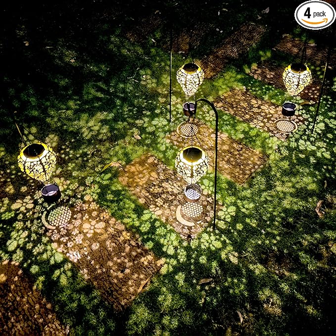 4-Pack Bee Decor Hot Air Balloon Solar Lantern – Outdoor Decorative Hanging Light for Garden Yard Patio Porch Lawn and Pathway – Unique Housewarming, Birthday Gift for Women Mom Grandma