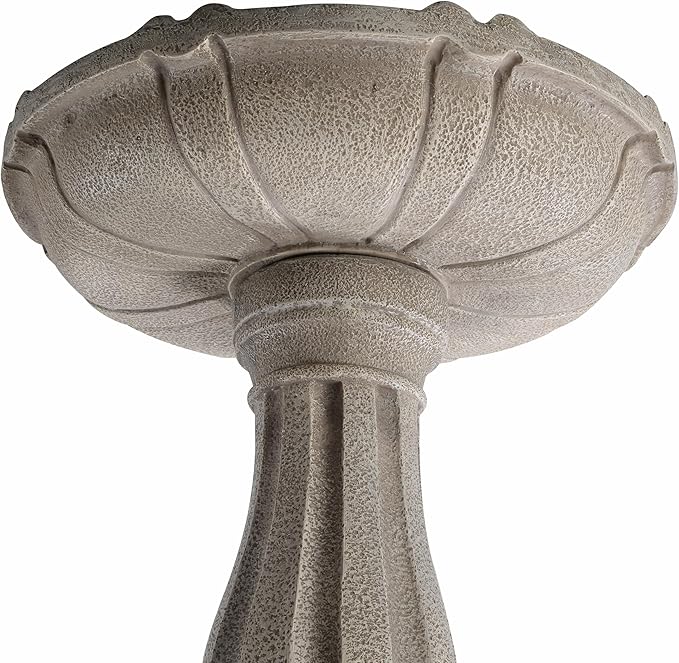 Bird Bath for Outdoor - 26'' Tall Resin Stone Modeling Design Birdbaths, Lightweight and Durable - Enhance Your Outside Garden with This Stunning Water Feature (Ivory White)
